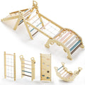 8-in-1 Pikler Triangle Climbing Set Toddler Toys Indoor Baby Jungle Gym Climber Playground for Kids - Mauve Pink