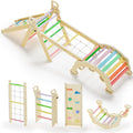 8-in-1 Pikler Triangle Climbing Set Toddler Toys Indoor Baby Jungle Gym Climber Playground for Kids - Rainbow