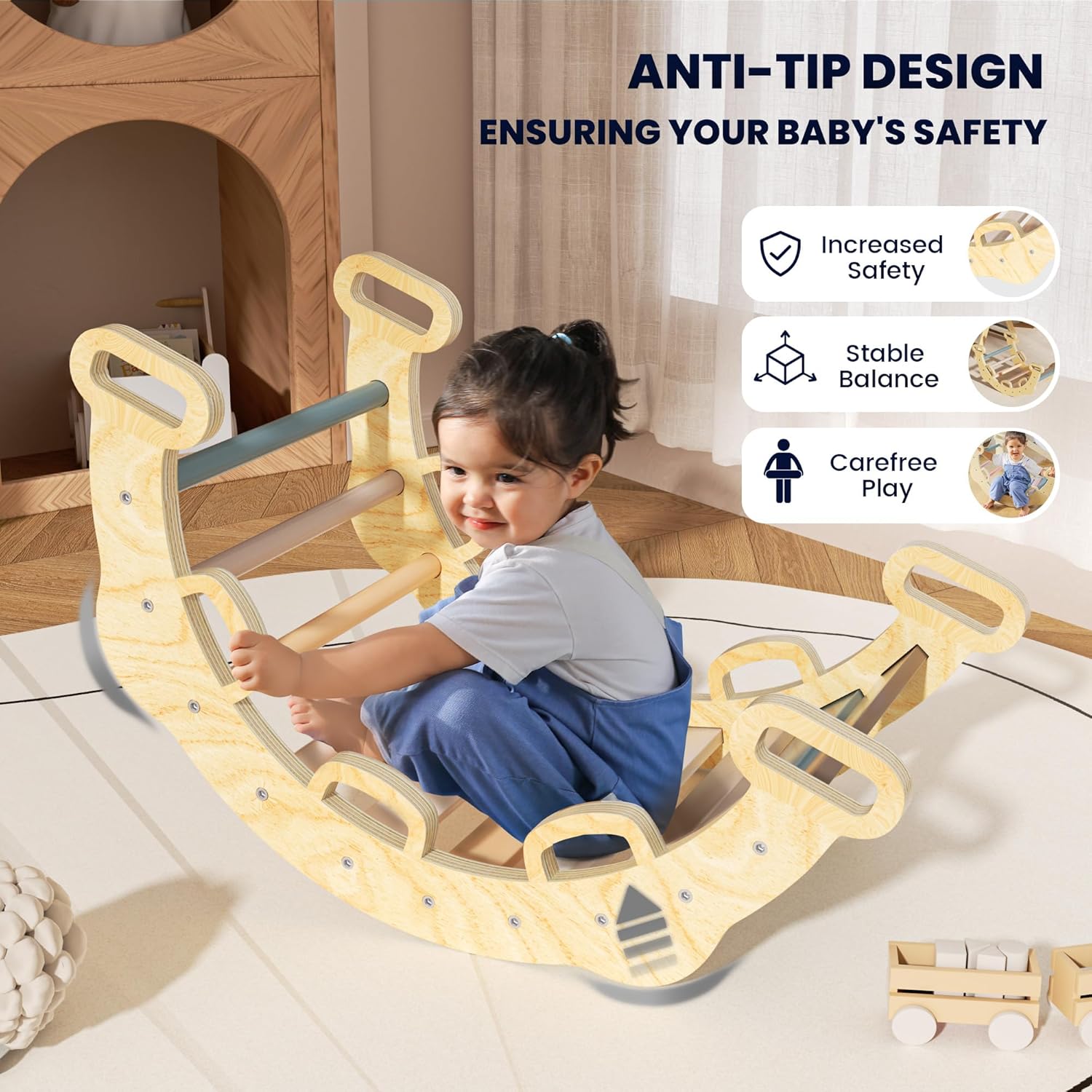 8-in-1 Pikler Triangle Climbing Set Toddler Toys Indoor Baby Jungle Gym Climber Playground for Kids - Mauve Pink